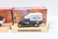 MATCHBOX MODELS OF YESTERYEAR - GREAT BEERS: Set of 3 1:43 scale Matchbox Models of Yesteryear Great Beers of the World Series models, YGBI 6 1932 Ford AA Van 'Corona', YGBI 7 1932 Mercedes Benz L5 'Hanniger Brau', and YGB1 8 1931 Morris Van 'Cascade', al - 4