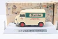 MATCHBOX MODELS OF YESTERYEAR - A TASTE OF FRANCE: Set of 3 1:43 scale Matchbox Models of Yesteryear a Taste of France series models, all 1947 Citroen Type 'H' Vans, YTF4 Marcillat, YTF5 Taittinger, and YTF6 Moutarde de Meaux Pommery, all boxed. - 4