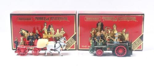 288 · MATCHBOX MODELS OF YESTERYEAR: Set of 2 Special Edition Matchbox Models of Yesteryear models, 1 1880 Merryweather "Greenwich" Steam Fire Engine, and 1 1905 Busch self propelled Fire Engine, both custom boxed.