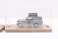 BRUMM FIAT: Set of 2 1:43 scale Brumm Grey Fiat 500 Vans, 1 Ramazzotti, and 1 Stipel, both clear display boxed. - 2