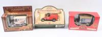 COMMEMORATIVE VANS: Set of 3 1:35-1:50 scale commemorative Vans, 1 Australia Post 1929 Bull Nose Morris, 1 S.P.C. 80th Anniversary Model T Ford, and 1 Haigh's Chocolates Model T Ford, all in custom clear display boxes.