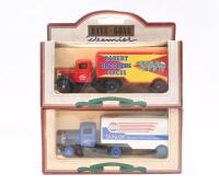LLEDO DAYS GONE: Set of 2 1:64 Lledo Days Gone Premier Collection 1935 Ford 3 Ton Trucks and Trailers, 1 Robert Brothers Circus, and 1 Dunlop Tyres, both clear display boxed.
