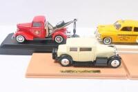 SOLIDO: Set of 5 1:43 Solido models, 1 1911 Iveco Transafrica Team Esso Canvas Truck, 1 Red Salt Lake City Fire Dept Ford V8 Depanneuse Tow Truck, 1 Cream 1934 Voisin 17CV "Carene" Sedan, 1 Blue & Black 1929 Fiat Cabriolet, and 1 Yellow 1950 Chevrolet Ch - 2