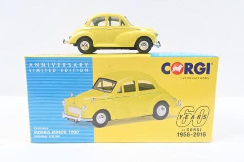 434 · MORRIS MINOR: 1:43 Vanguards VA05808 Highway Yellow 60th Anniversary Edition Morris Minor 1000 Saloon, No 1457 of 5000, C of A, boxed.