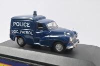 MORRIS POLICE VEHICLES: Set of 2 1:43 Atlas Morris Police vehicles, 1 boxed Best of British Police Cars West Riding Constabulary Dog Patrol Van, and 1 unboxed 1957 Police Saloon. - 2
