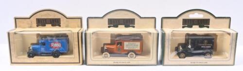 461 · LLEDO DAYS GONE: Set of 3 1:43 Lledo Days Gone Vintage Series Delivery Vans, 1 1920 Ford Model T Cockburn's Special Reserve Port, 1 1934 Ford Model A Rinso Soap, and 1 1928 Chevrolet Teacher's Whisky, all clear custom display boxed.