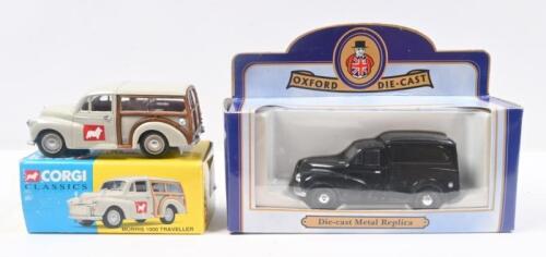 477 · MORRIS 1000: Set of 2 1:43 Morris 1000 models, 1 Corgi Classics 1995 Collectors Club Model Grey Morris 1000 Traveller, No 4436 of 5000, C of A, and 1 Oxford Die Cast Collection Black Morris 1000 Van, both boxed.