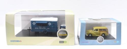OXFORD MODELS: Set of 2 1:76 scale Oxford models, consisting of 1 Limeflower Oxford Automobile Company Traveller, and 1 Oxford Commercials RAC Mobile Office with accompanying Morris Minor Service Van, both clear display boxed.
