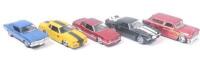 AMERICAN MUSCLE: Collection of 5 1:64 scale American Muscle Cars, consisting of 1 Black 1971 Chevrolet Camaro Z/28, 1 Red 1955 Chevrolet Nomad, 1 Blue Chevrolet Chevelle SS-396, 1 Maroon 1986 Chevrolet Monte Carlo SS, and 1 Yellow and Black 1986 Chevrolet