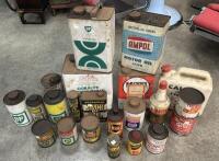 GARAGENALIA: A collection of garagenalia items including oil and grease tins and others. [SALEROOM NOTICE] - 2