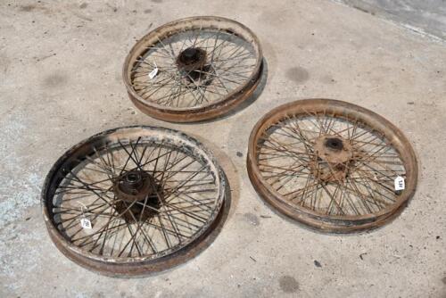 280 · NORTON: Three 19" Norton WM2 wheels circa 1930's complete with bearings [Sydney]