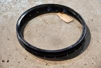 BELT RIM: A circa 1920s rear drive belt rim in painted condition, 20 hole, 8" diameter, 1.5" offset [Sydney]