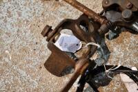 DOUGLAS: A group of miscellaneous parts, including brake mechanism, foot pedal, brake lever, oil drop feeder&nbsp;and headlight mount [Sydney] - 3