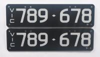 Six-Digit Victorian Custom Numeric plates '789-678', sold with rights to display [Location: Cheltenham, VIC] - 2