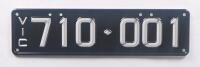 Six-Digit Victorian Custom Numeric plates '710-001', sold with rights to display [Location: Cheltenham, VIC]