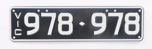 Six-Digit Victorian Custom Numeric plates '978-978', sold with rights to display [Location: Cheltenham, VIC]
