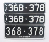 Six-Digit Victorian Custom Numeric plates '368-378', sold with rights to display [Location: Cheltenham, VIC] - 2