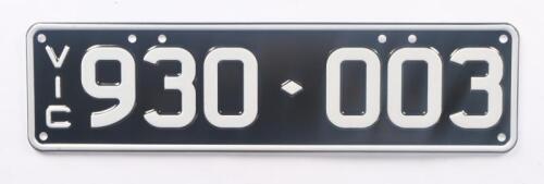 14 · Six-Digit Victorian Custom Numeric plates '930-003', sold with rights to display [Location: Cheltenham, VIC]