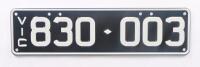 Six-Digit Victorian Custom Numeric plates '830-003', sold with rights to display [Location: Cheltenham, VIC]