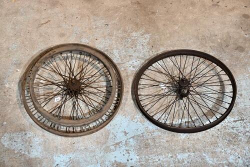 318 · Douglas: A pair of 22", 40 spoke Douglas front and rear wheels with axle bearings, believed to be circa 1920s [Sydney]