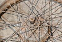 BSA: A circa 1930s front wheel with 6" brake drum, 19" rim, together with brake plate 5.5" diameter, not matching, likely BSA [Sydney] - 4