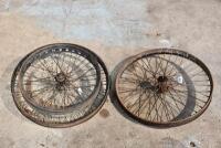 Douglas: A pair of 22", 40 spoke Douglas front and rear wheels with axle bearings, believed to be circa 1920s [Sydney]
