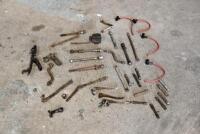 NORTON: Quantity&nbsp;of&nbsp;miscellaneous&nbsp;motorcycle parts, believed to Norton, circa 1940's-1950s', including rear wheel bolts (x9), assorted levers (x3), 1 handlebar clamp, 4 high tension leads, 3 brake anchors, front mud guard brackets, pair of headlamp mounts