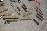 NORTON: Quantity&nbsp;of&nbsp;miscellaneous&nbsp;motorcycle parts, believed to Norton, circa 1940's-1950s', including rear wheel bolts (x9), assorted levers (x3), 1 handlebar clamp, 4 high tension leads, 3 brake anchors, front mud guard brackets, pair of headlamp mounts - 2