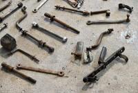 NORTON: Quantity&nbsp;of&nbsp;miscellaneous&nbsp;motorcycle parts, believed to Norton, circa 1940's-1950s', including rear wheel bolts (x9), assorted levers (x3), 1 handlebar clamp, 4 high tension leads, 3 brake anchors, front mud guard brackets, pair of headlamp mounts - 6