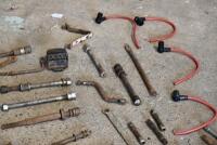 NORTON: Quantity&nbsp;of&nbsp;miscellaneous&nbsp;motorcycle parts, believed to Norton, circa 1940's-1950s', including rear wheel bolts (x9), assorted levers (x3), 1 handlebar clamp, 4 high tension leads, 3 brake anchors, front mud guard brackets, pair of headlamp mounts - 7