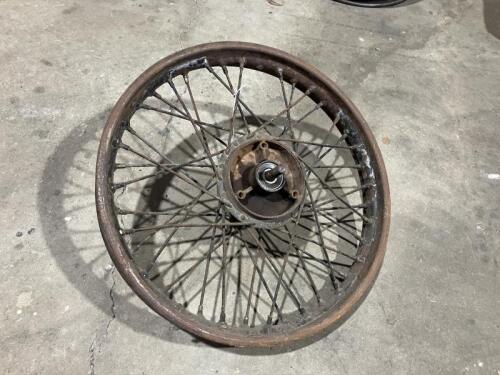 289 · ROYAL ENFIELD: A 19", 40 spoke Royal Enfield rear wheel suitable for a Norton, Panther or Brough Superior, lacking sprocket/brake drum [Sydney]