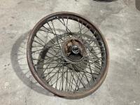 ROYAL ENFIELD: A 19", 40 spoke&nbsp;Royal Enfield&nbsp;rear&nbsp;wheel suitable for a Norton, Panther or Brough Superior, lacking&nbsp;sprocket/brake drum [Sydney]