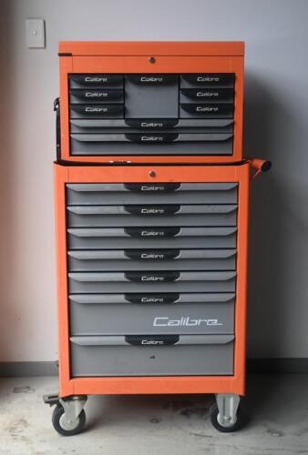 TOOL CHEST: A Calibre branded 16-drawer tool chest, plus mobile work bench [Location: Mount Waverley]