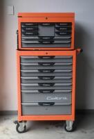 TOOL CHEST: A Calibre branded 16-drawer tool chest, plus mobile work bench [Location: Mount Waverley]