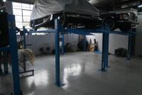 HOIST: A four post 240v hydraulic&nbsp;vehicle hoist 3600kg load capacity, complete with approach ramps and moving dollies. [Location: Mount Waverley] - 9