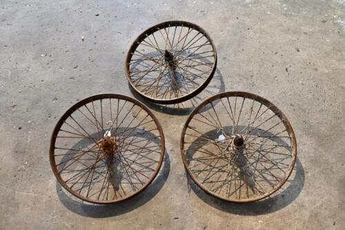 370 · DOUGLAS: Three 20", 40 spoke wheels with bearings, believed to be from a Model EW [Sydney]