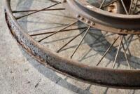 DOUGLAS: A 1920s 36 spoke 11.5" belt drive wheel, complete with pulley, rim not usable, believed Douglas [Sydney] - 2