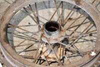 DOUGLAS: A 1920s 36 spoke 11.5" belt drive wheel, complete with pulley, rim not usable, believed Douglas [Sydney] - 6
