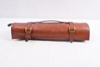 OFFICINE GULLO: A set of six Officine Gullo cooking/chefs knives within a leather roll - 3