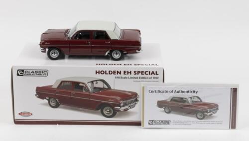 HOLDEN: 1:18 scale Classic Carlectables Winton Red Holden EH Special Sedan, No 643 of 1450, Certificate of Authenticity, boxed.