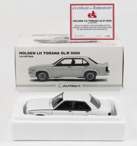 HOLDEN: 1:18 scale AUTOart Glacier White Holden LH Torana S/LR 5000 L34 Option Sedan, No 528 of 1260, Certificate of Authenticity, boxed.