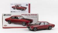 HOLDEN: 1:18 scale Classic Carlectables Holden Salamanca Red with Black stripes Holden HQ Monaro Sedan, No189 of 1000, Certificate of Authenticity, boxed.
