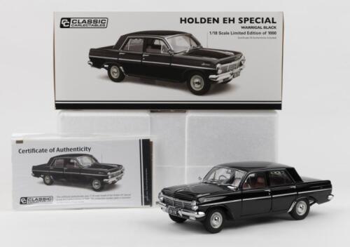 HOLDEN: 1:18 scale Classic Carlectables Warrigal Black Holden EH Special Sedan, No 190 of 1000, Certificate of Authenticity, boxed.