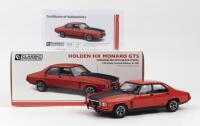 HOLDEN: 1:18 scale Classic Carlectables Holden Mandarin Red with Black stripes Holden HX Monaro Sedan, No 589 of 750, Certificate of Authenticity, boxed.