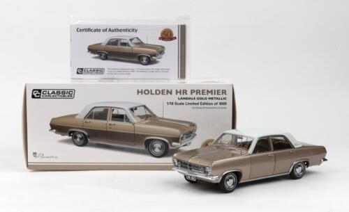 HOLDEN: 1:18 scale Classic Carlectables Landale Gold Metallic Holden HR Premier Sedan, No 453 of 1000, Certificate of Authenticity, boxed.