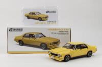 HOLDEN: 1:18 scale Jasmine Yellow Holden HZ GTS Sedan, No 10 of 550, Certificate of Authenticity, boxed.