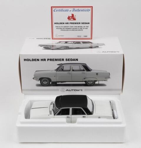 HOLDEN: 1:18 scale AUTOart Greciian White Holden HR Premier Sedan, No 111 of 900, Certificate of Authenticity, boxed.