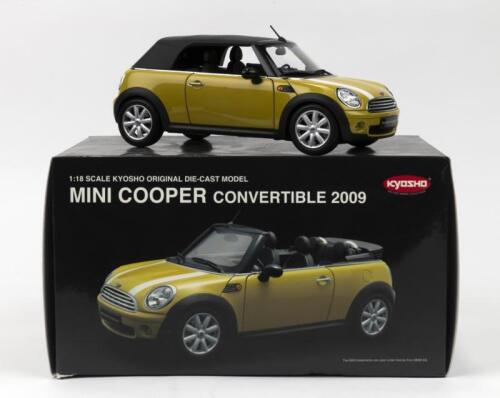 MINI: 1:18 scale Kyosho Yellow 2009 Mini Cooper Convertible, boxed.