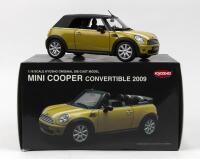 MINI: 1:18 scale Kyosho Yellow 2009 Mini Cooper Convertible, boxed.