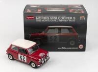 MINI: 1:18 scale Kyosho Red Morris Mini Cooper S, 1965 Monte Carlo Rally Winner No 52, boxed.